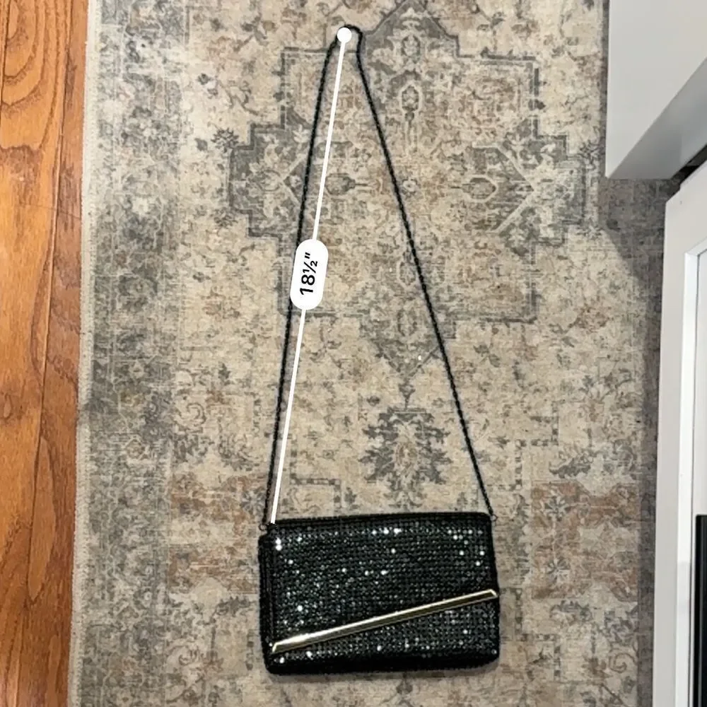 Vintage Metal Mesh Chain Crossbody Bag / Clutch - Black & Gold Retro Purse
